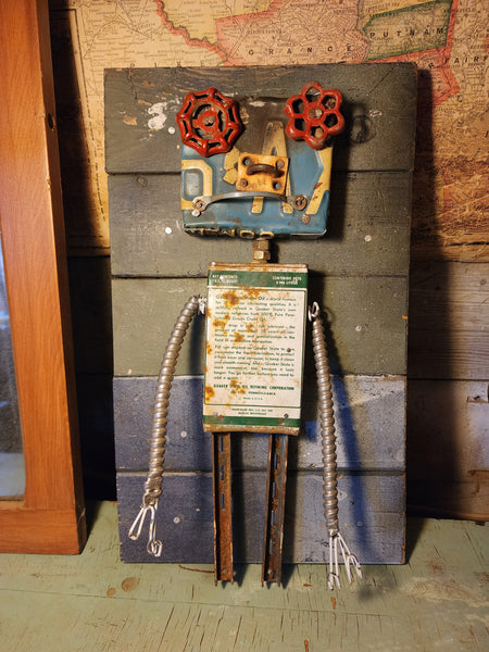 Handcrafted Robot Folk Art - Small