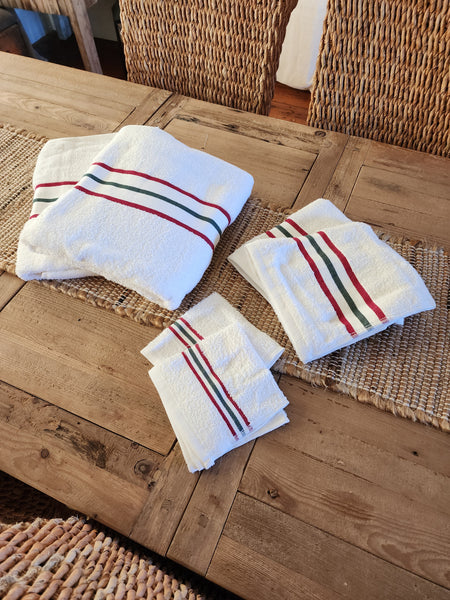 6-Piece Towel Set - Red & Green Stripe