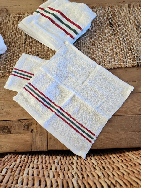 6-Piece Towel Set - Red & Green Stripe