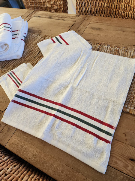 6-Piece Towel Set - Red & Green Stripe