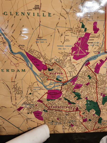 Large Vintage Map of Schenectady, New York
