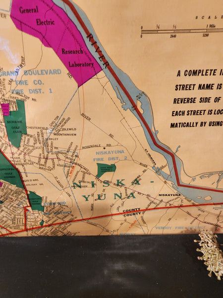 Large Vintage Map of Schenectady, New York