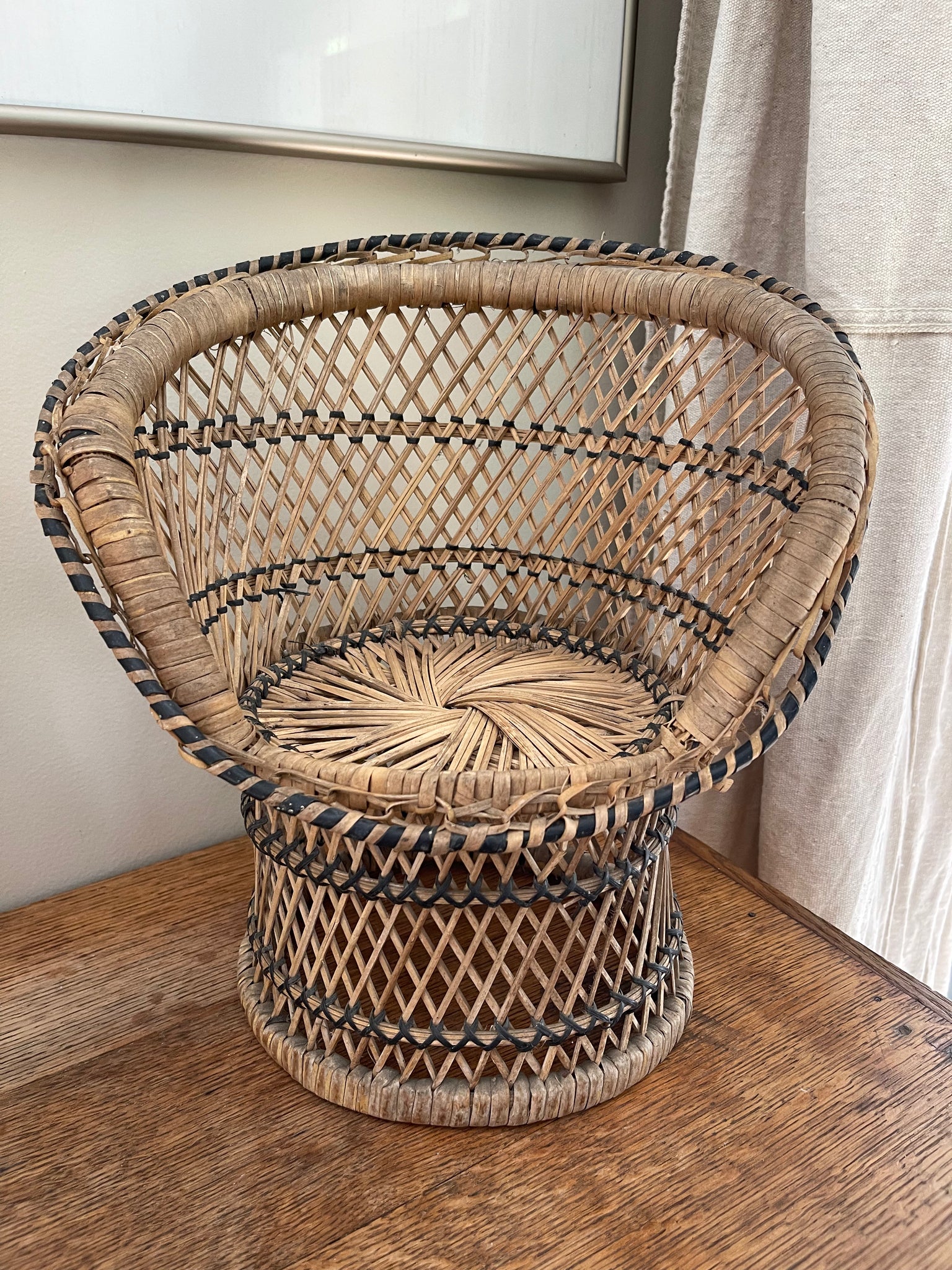 Wicker Peacock Doll/Plant Stand