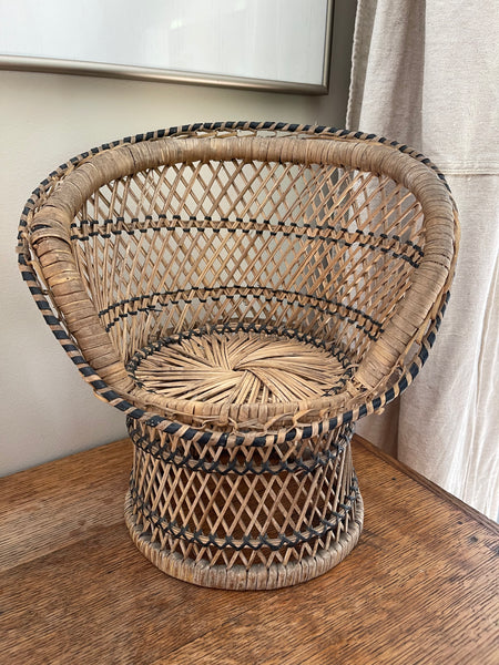 Wicker Peacock Doll/Plant Stand
