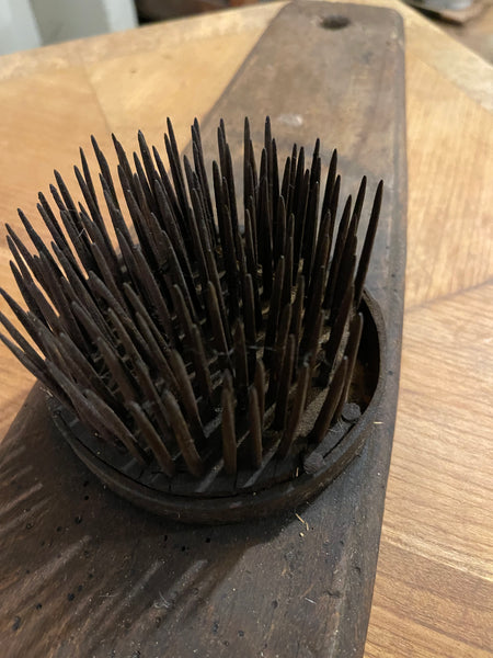 Antique flat comb large flax rake Flax Hechtel Steckigel Farm Tool