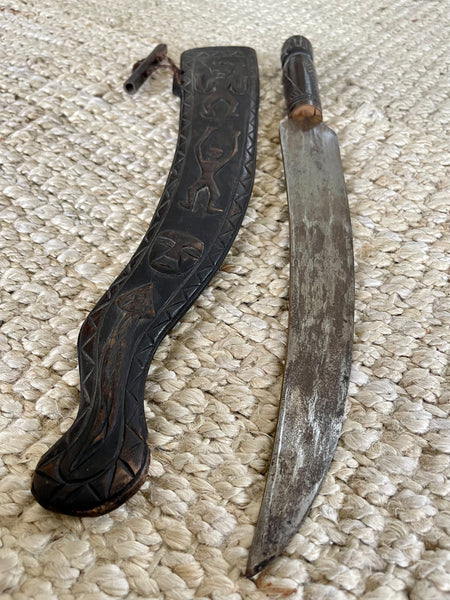 Vintage Hand Carved Wooden Cutlery Dagger Sword