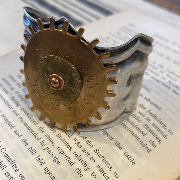 Machine Plate Cuff Bracelet  - Sunburst
