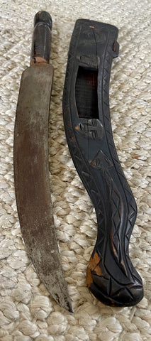 Vintage Hand Carved Wooden Cutlery Dagger Sword