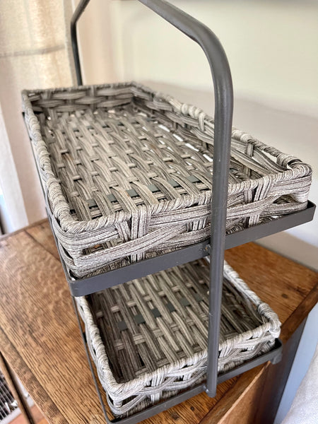Wicker Two Tier Serving Tray