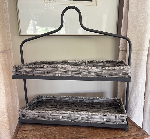 Wicker Two Tier Serving Tray