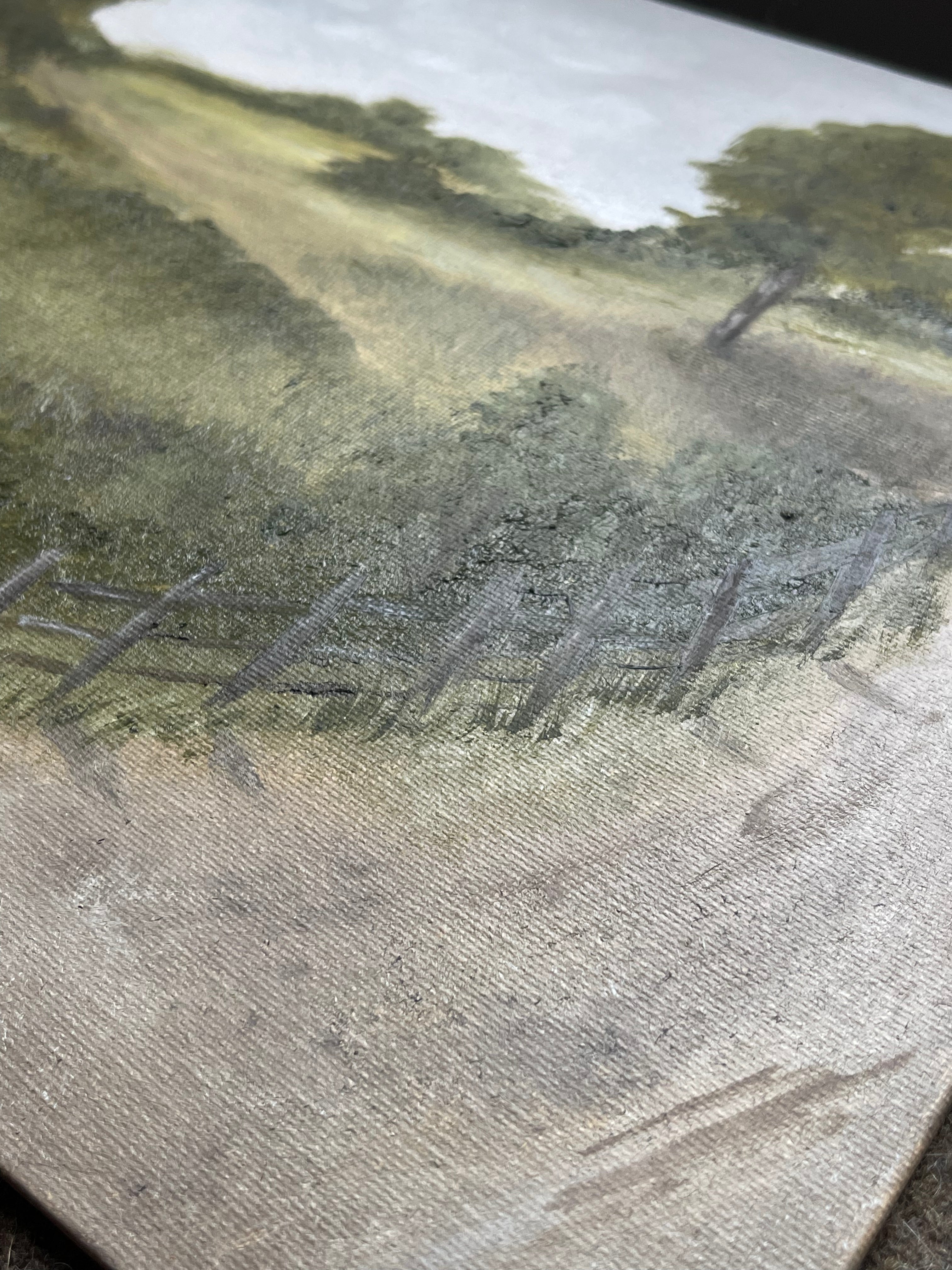 Vintage Countryside Oil Painting – Rustic Landscape Art – Decor by The Olde 1840