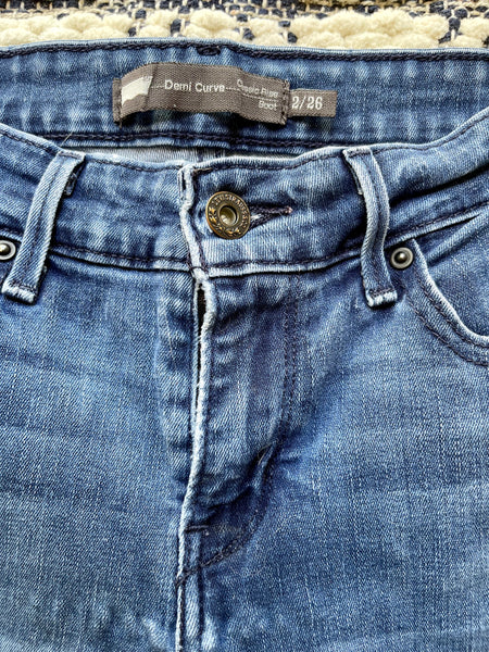Levi's Women's Size 2/26 Demi Curve Classic Rise Boot Cut Dark Stretch Denim Jeans