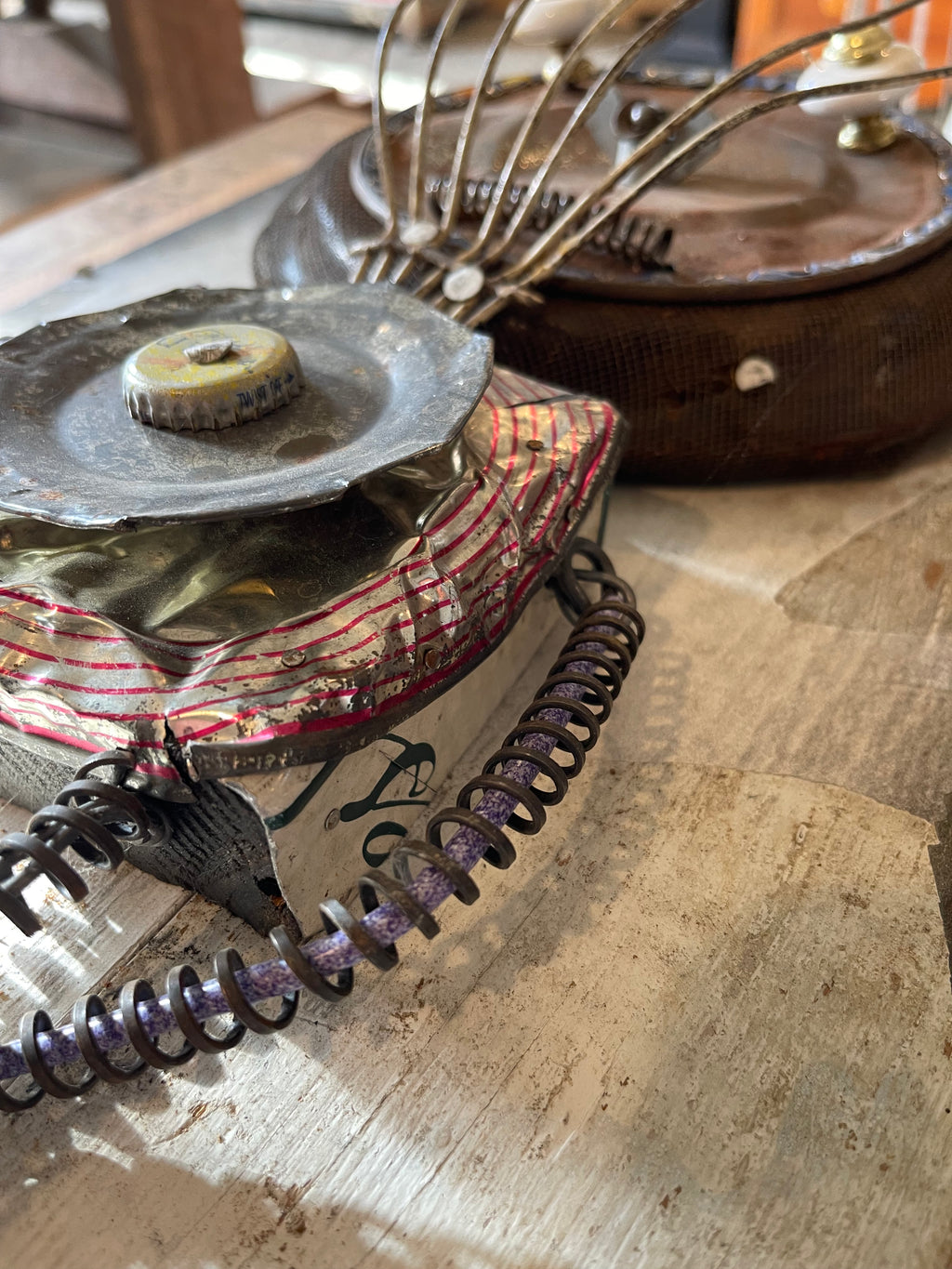 Handcrafted Metal Robot Folk Art Sculpture -2 – Decor by The Olde 1840