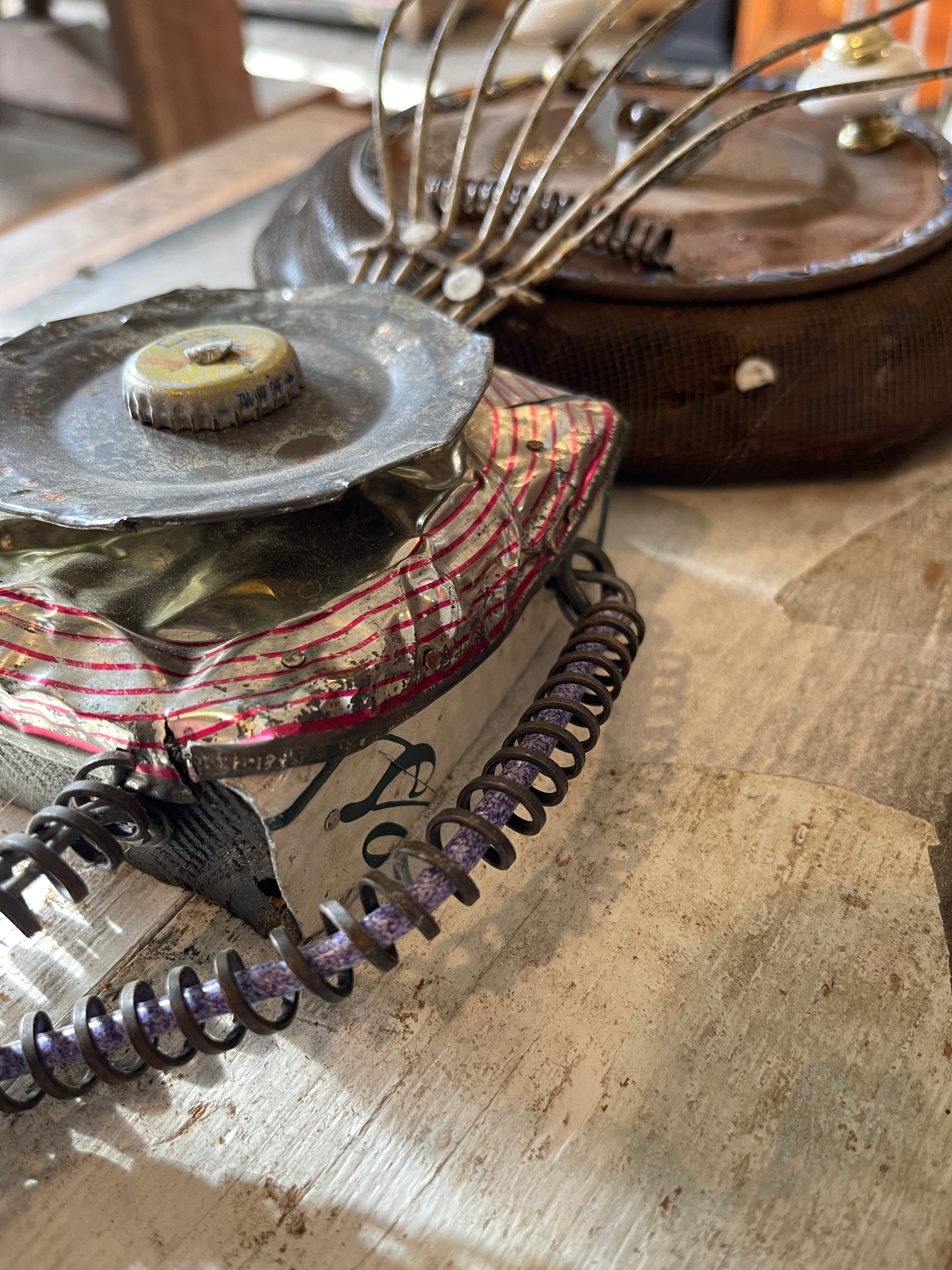 Handcrafted Metal Robot Folk Art Sculpture -2 – Decor by The Olde 1840